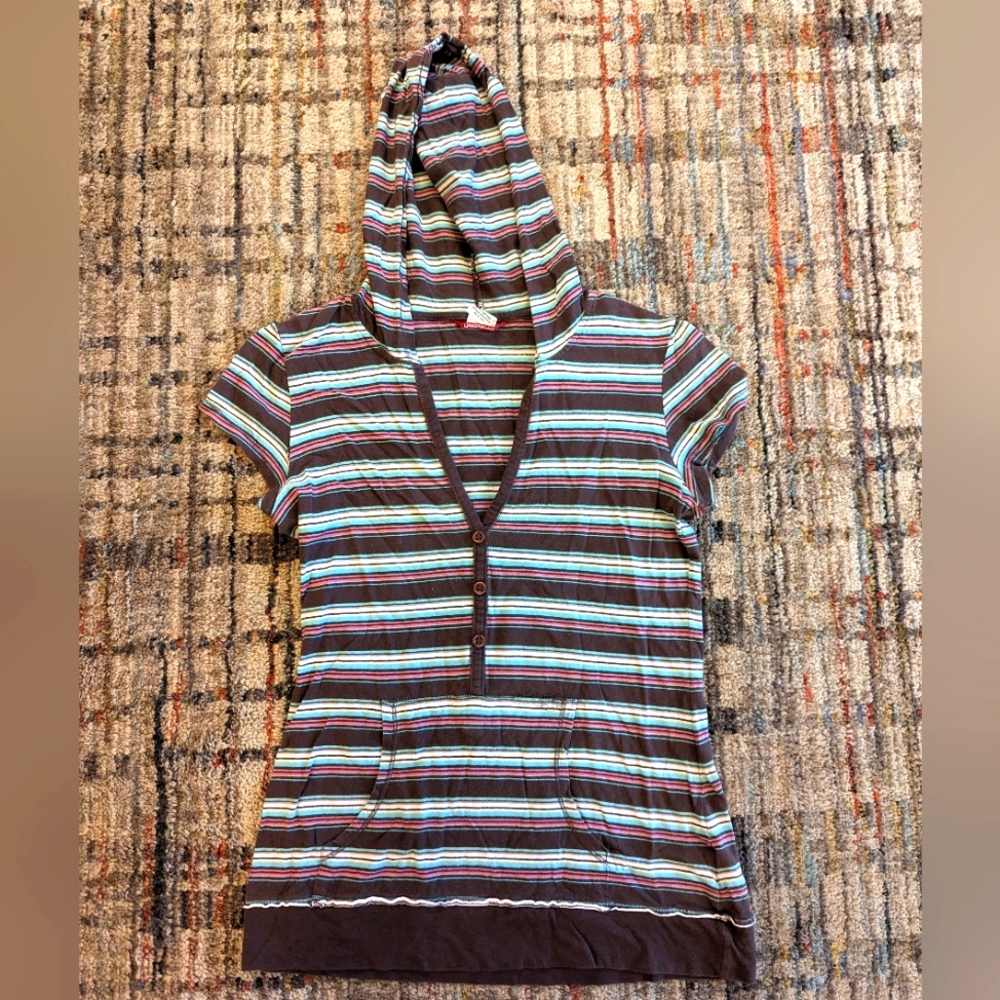 Striped Hooded Top